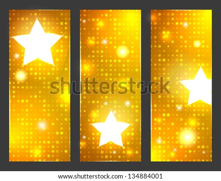 Disco party. A set of three gold banners. Raster version