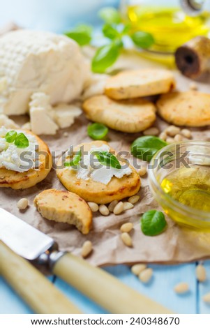 Italian cookies with soft cheese and herbs