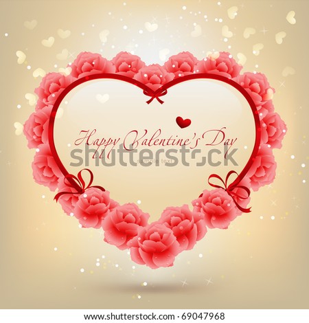 stock vector Heart of roses Valentine 39s day or Wedding vector background