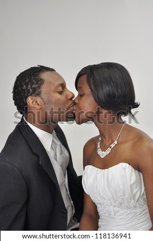 Happy african american couple on their wedding day