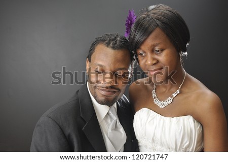 Happy african american couple on their wedding day