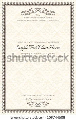 Vintage frame with retro seamless pattern Vintage frame with retro seamless pattern
