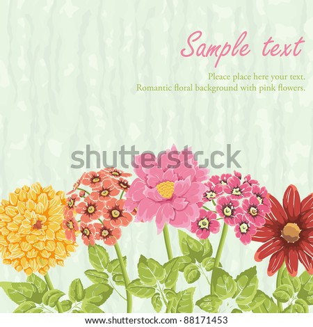 stock vector Stylish background with hand drawn flowers and place for text 