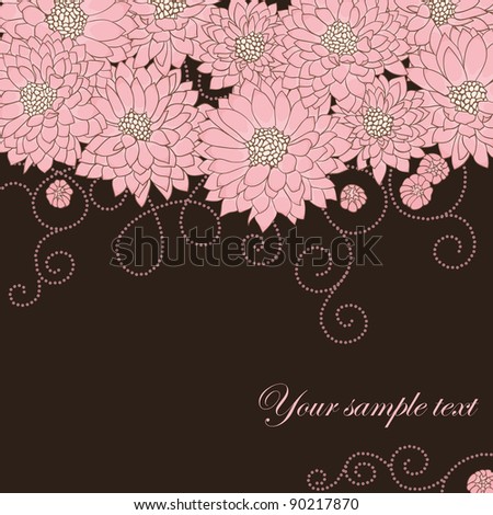stock vector Stylish background with hand drawn flowers and place for text 
