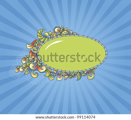 Funky frame or label on gradient green background