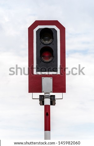 Signal pole in the railway yard of Thai station.