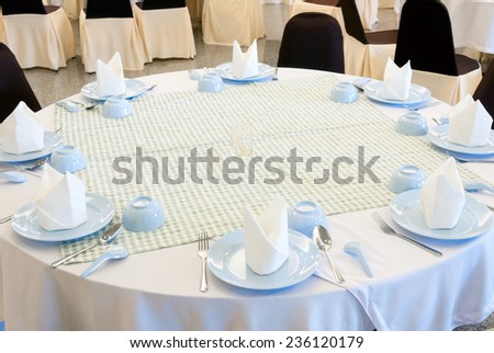Dining set on the table of Thai restaurant.
