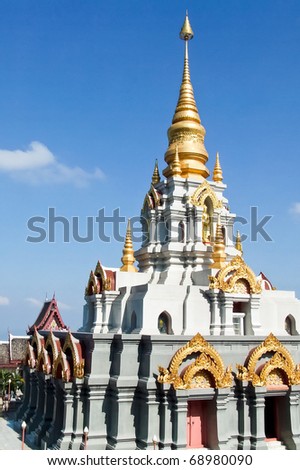 Great white pagoda on the top of hill,Chiang Rai Thailand