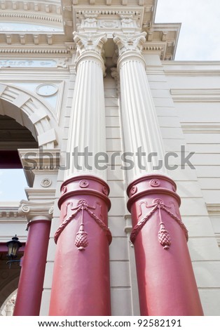 Roman style pole of the grand entrance to the grand palace,Thailand