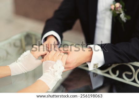 Wedding couple hands close-up