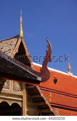 Gable apex in temple roof , Thailand