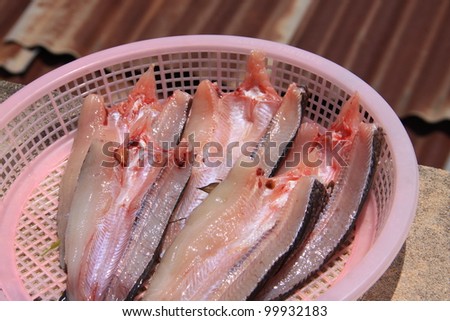 sun dry fish. traditional method of food preservation in asian