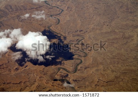 cloud shadow on the desert, aerial view