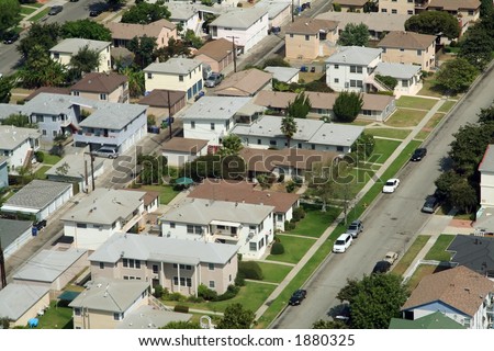 los angeles suburbs aerial view
