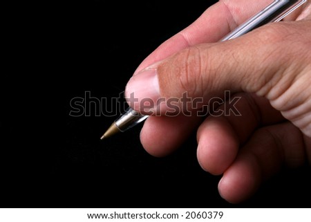 hand writing with a ball pen