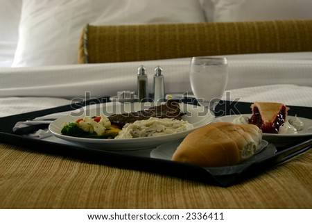 hotel room service dinner tray