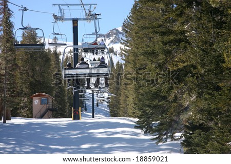 Going up on a ski lift