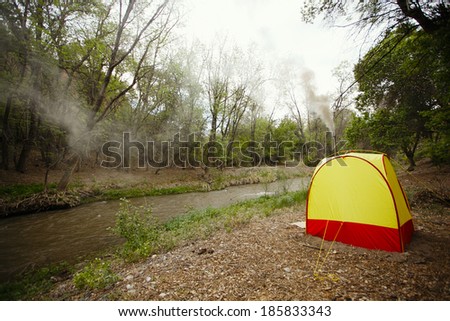 Camping sauna near river