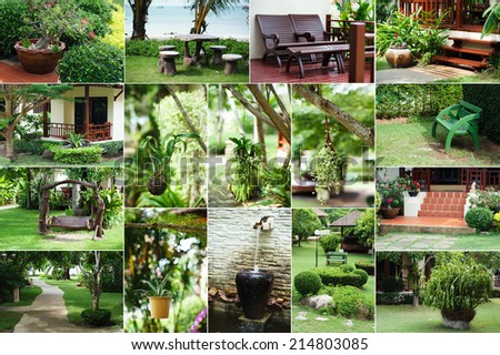 Lush Green, gardening, landscaping, park decoration and design. Set collection.