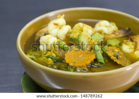 Spicy Sea food curry, Thai traditional food (Jungle curry)