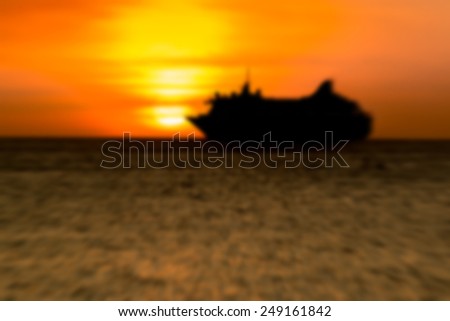 silhouette boat at sunset, Motion blurr