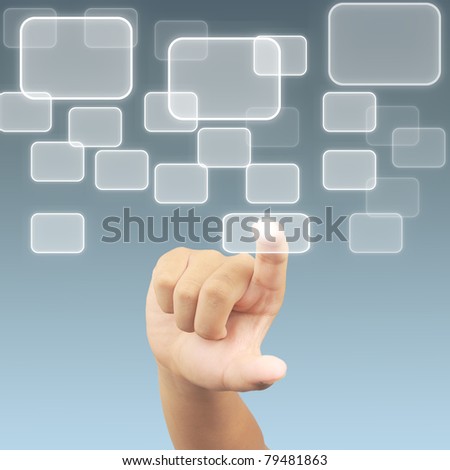 hand pushing a button on a touch screen