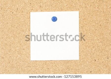 Single Note pad rectangular shape on cork board
