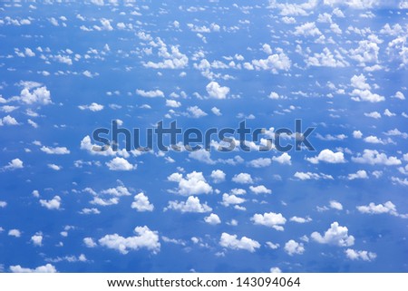 top view of cloud scatter on blue sky only