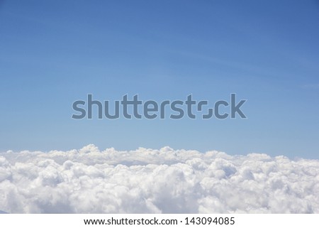 density group of cloud under blue sky only