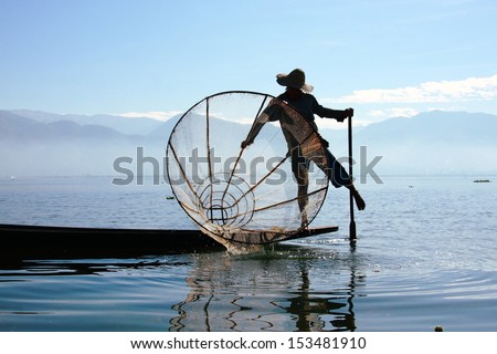 Intha people possess the leg-rowing style and the unique coop-like fishing equipment