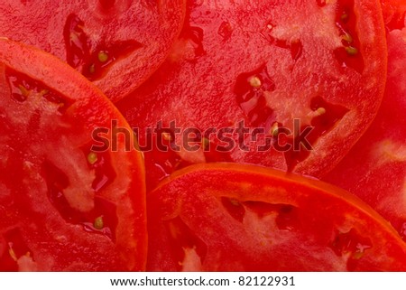 Background texture of freshly sliced tomatoes.