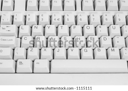 Crashed computer. Message on keyboard