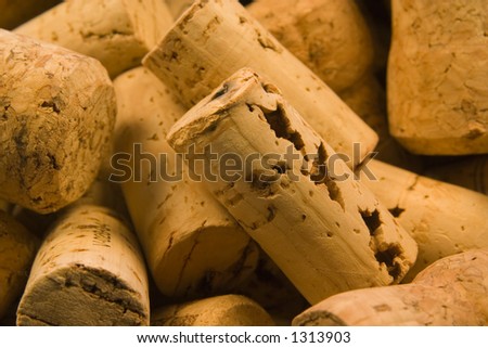 Random pile of traditional natural wine corks. Remains of a boozy birthday party.