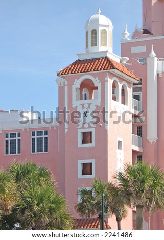 Pink seaside hotel in St. Pete Beach