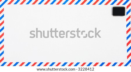 Air Mail envelope with electronic, silicon chip as stamp, conceptual shot for email.