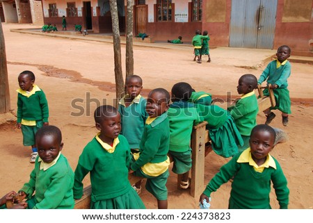 August 2014 - Village of Pomerini - Tanzania - Africa - The game of African unidentified children of asylum built in the Franciscan Mission of the Village of Pomerini in Tanzania.
