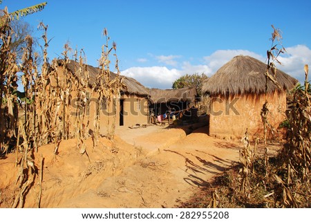 Rural house in Pomerini in Tanzania - Africa - Typical house peasant of the rural area of Pomerini in Tanzania