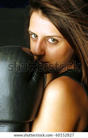 A girl during a boxing workout
