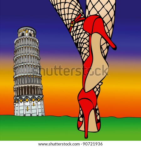 A woman walking in the cathedral square in Pisa under the Leaning Tower - 7