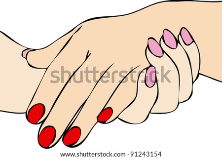 Affection of two women joined hands
