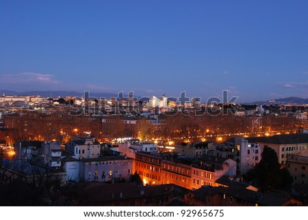 Landscape of Rome by night