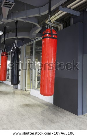 Gym interior with punching bags