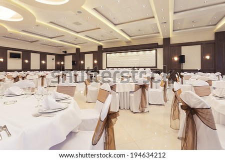 Wedding hall or other function facility set for fine dining