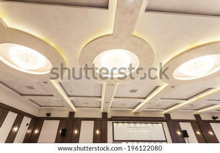 Luxury ceiling lights in wedding hall