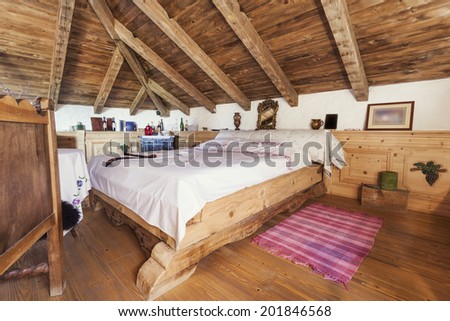 Vintage bedroom in the attic