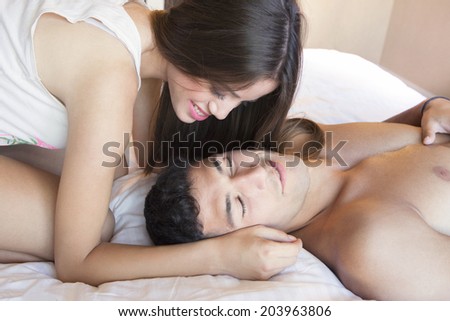 Portrait of a handsome couple kissing