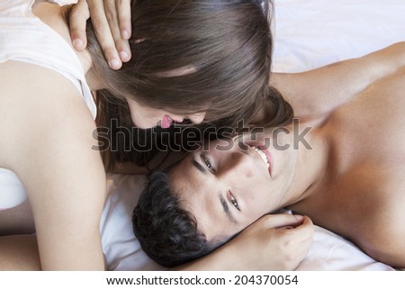 Portrait of a handsome couple kissing