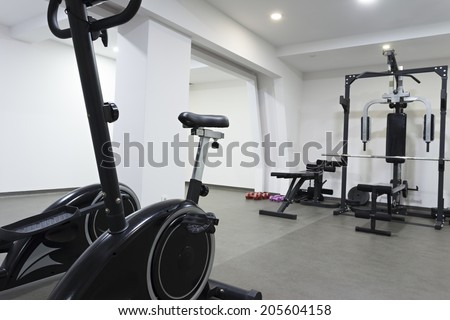 Stationary bicycle in hotel gym