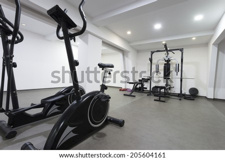 Stationary bicycle in hotel gym