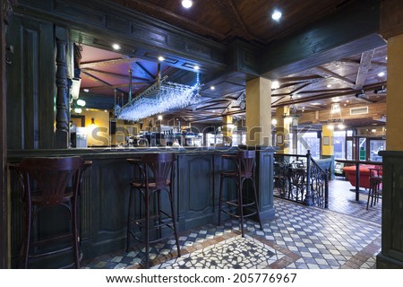 Irish pub interior tiled floor